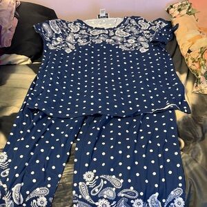 Navy Blue Paisley  Pajamas